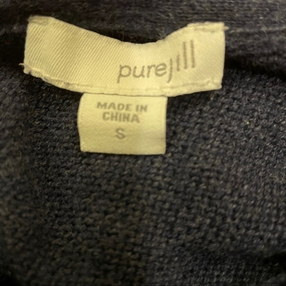 Pure J. Jill Blue Cotton Cashmere Blend Sweater With Pockets - Picture 5 of 6